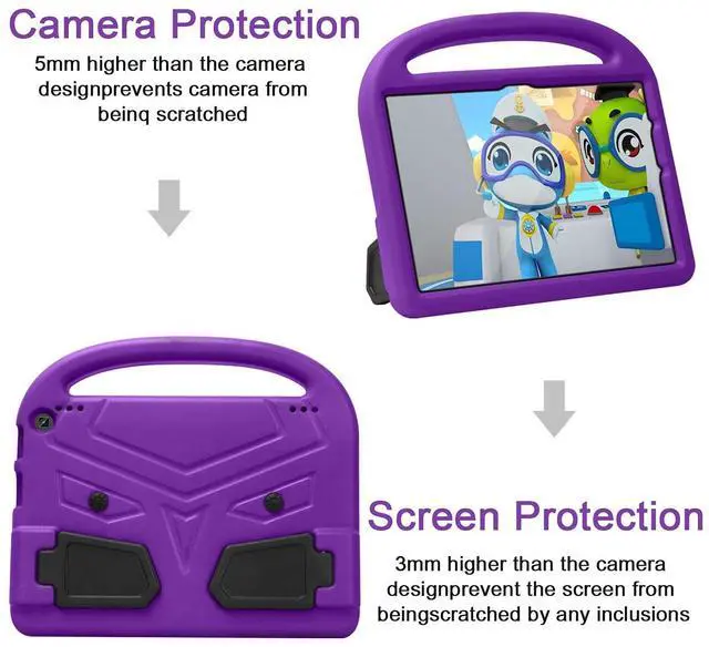 Alt view image 3 of 5 - UUcovers All-New Fire HD 10 & 10 Plus 10.1" Tablet Kids Case (Only Compatible 11th Generation, 2021 Release) with Handle Kickstand Kids-Friendly Lightweight Shockproof Silicone EVA Foam Cover, Purple