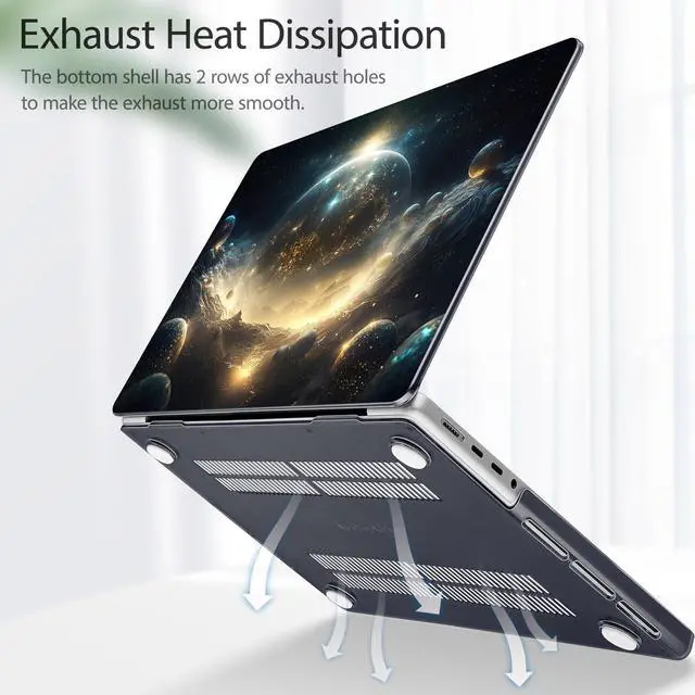 Alt view image 3 of 5 - Tuiklol for M4 MacBook Pro 14 Inch Case 2024-2021 Release A3112 A3401 A3185/M3 A2918 A2992/M2 A2779/M1 A2442 Pro/Max Chip,Hard Shell Case with Screen Protector for Touch ID, Birth of Galaxy