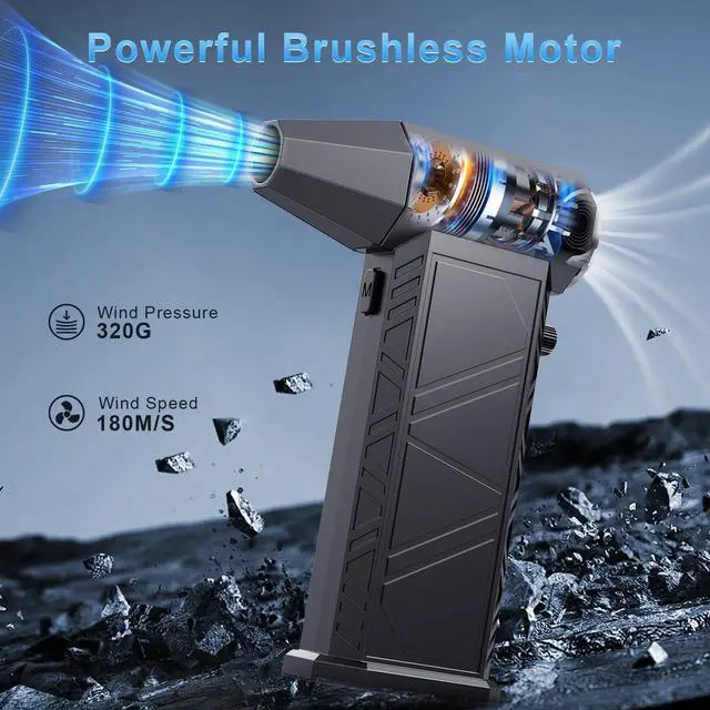 Alt view image 3 of 5 - Tumyow Compressed Air Duster, 180000RPM Electric Car Vacuum Air Blower with Brushless Motor, Rechargeable Cordless Desk Vacuum Cleaning Kit for Computer Keyboard Home Car Outdoor Dust Removal