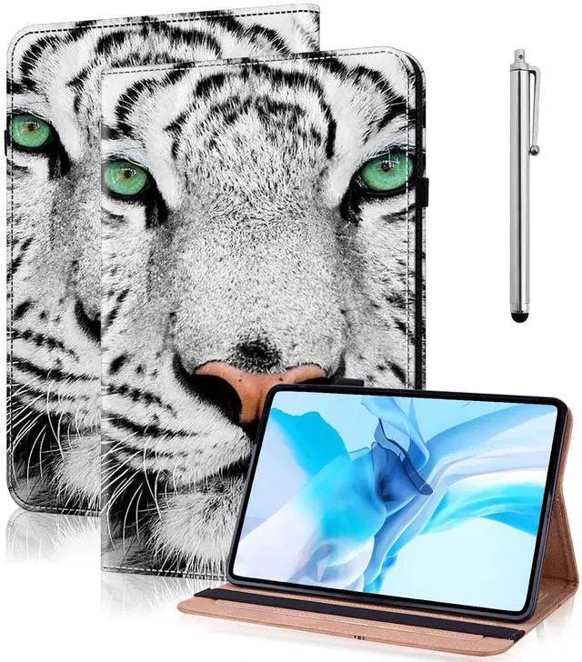 Main image of TUOLISG Case for 7" Kindle Paperwhite 12th Generation 2024 & Kindle Colorsoft Signature Edition, Multi-Angle Viewing PU Leather Case with Card Slot for Kindle Paperwhite 2024 - White Tiger