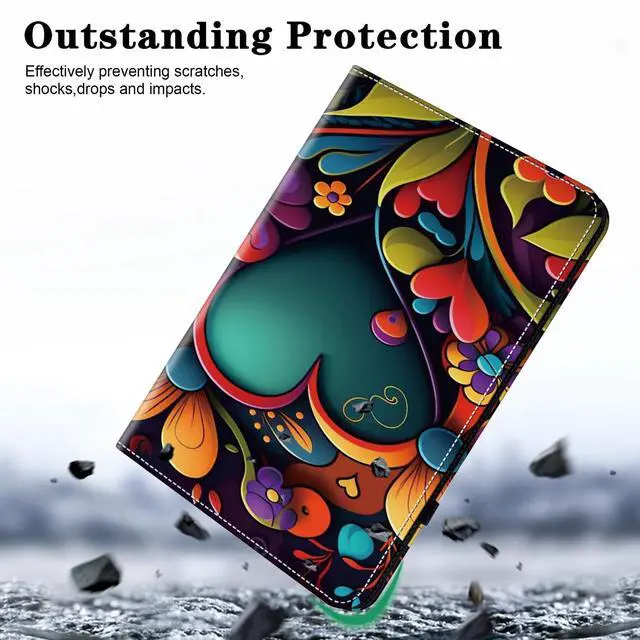 Alt view image 2 of 5 - Case for  Fire HD 8 / Fire HD 8 Plus (12th/10th Generation,2024/2022/2020), Folio Stand PU Leather Wallet Cover with Elastic Band & Card Slots for Fire HD 8 Tablet 8 Inch - Watercolor