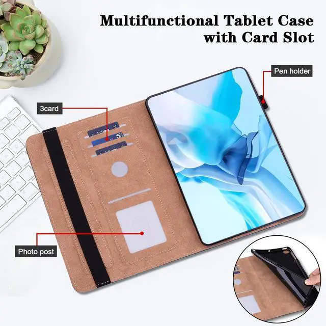 Alt view image 4 of 5 - Case for  Fire HD 8 / Fire HD 8 Plus (12th/10th Generation,2024/2022/2020), Folio Stand PU Leather Wallet Cover with Elastic Band & Card Slots for Fire HD 8 Tablet 8 Inch - Watercolor
