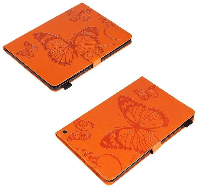 Alt view image 5 of 5 - UUcovers Case for  Kindle Fire HD 10/HD 10 Plus (Only Fits 11th Generation, 2021) with Pencil Holder/Pockets [Auto Sleep/Wake] Stand Embossed PU Leather Magnetic Folio Cover, Orange Butterfly