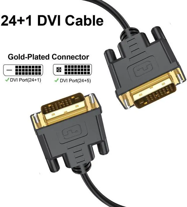 Alt view image 5 of 5 - DVI to DVI Cable 5-Pack, 6 FT DVI-D to DVI-D (24+1) Dual Link Cable Computer Monitor Cord for Laptop, Desktop, DVD, Gaming,Monitr, HDTV, Projector and More