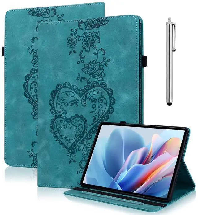 Main image of TUOLISG Case for  Kindle Fire HD 10 9th/7th/5th Generation 10.1 Inch (2019/2017/2015) with Card Slots, Embossed PU Leather Shockproof Stand Case for Fire HD 10 9th/7th/5th Gen, Green