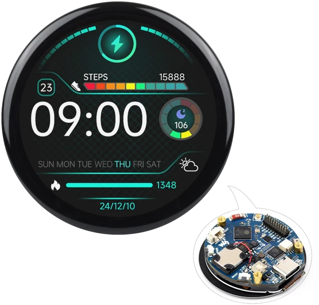 Main image of ESP32-S3 1.46inch Round Touch Display Development Board, IPS Display Panel, 412×412 Pixel, Accelerometer and Gyroscope Sensor, Onboard Speaker and Microphone, ESP32 with Display, with Cover Glass