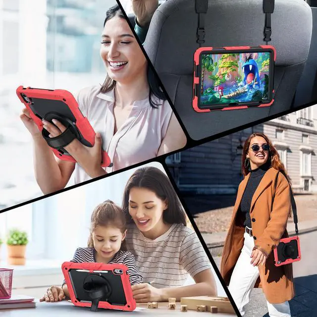 Alt view image 5 of 5 - Ubearkk Case for iPad (A16) 11th Generation 11 Inch (2025), for iPad 10th Generation 10.9 inch 2022 case with Screen Protector, 360 Degree Rotating Stand/Adjustable Shoulder Strap/Pencil Holder, Red