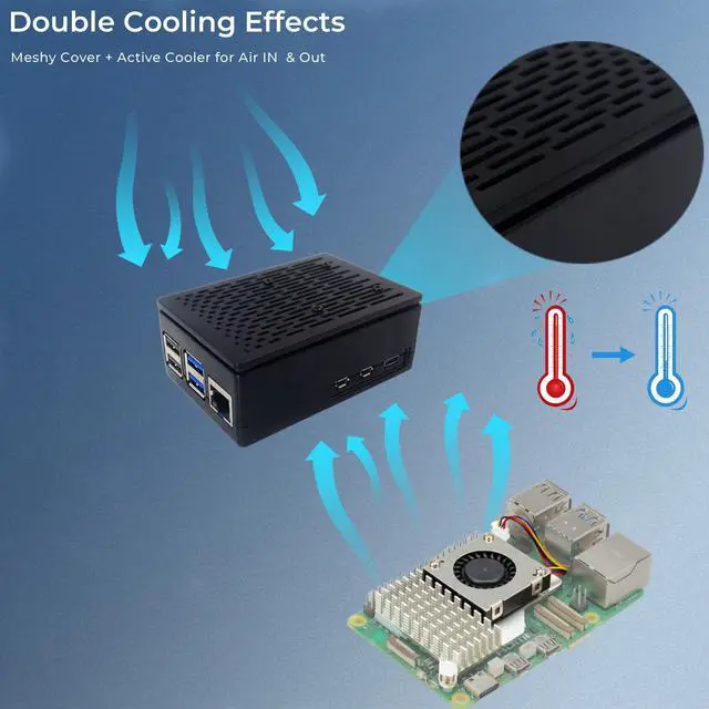 Alt view image 5 of 5 - Vemico for Raspberry Pi 5 16GB Kit with Pi 5 16GB Board, Case and Active Cooler for Raspberry Pi 5
