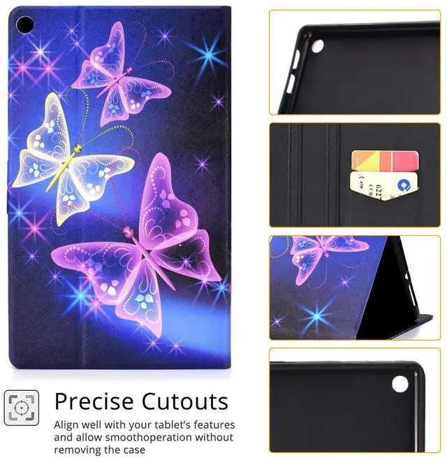 Alt view image 5 of 5 - UUcovers Kindle Fire HD 10 Tablet 10.1 Inch Case 9th/7th/5th Generation (2019/2017/2015), Folio Stand Smart PU Leather TPU Cover Magnetic Wallet with Cards Holder [Auto Wake/Sleep], Purple Buttefly