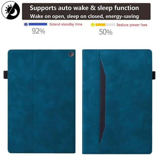 Alt view image 5 of 5 - UUcovers Kindle Fire HD 10 Case 11th Generation (2021 Release) and Fire HD 10 Plus 10.1" with Stand Pencil Holder Document Card Pocket [Auto Sleep/Wake] Business Smart PU Leather Folio Cover, Blue