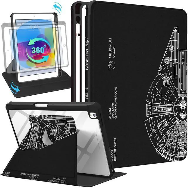 Main image of Uppuppy for iPad 9th/8th/7th/Air 3rd Generation Case 10.2& for iPad Pro 10.5 Inch Cases 360 Degree Rotating Stand Folio Cover with Pencil Holder Women Boys for Apple iPad 2021/2020/2019