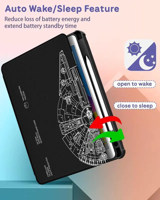 Alt view image 5 of 5 - Uppuppy for iPad 9th/8th/7th/Air 3rd Generation Case 10.2& for iPad Pro 10.5 Inch Cases 360 Degree Rotating Stand Folio Cover with Pencil Holder Women Boys for Apple iPad 2021/2020/2019