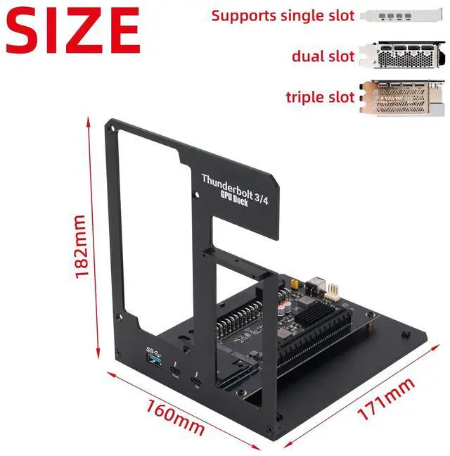 Alt view image 2 of 5 - VIKINYEE Thunderbolt 3/4 eGPU Enclosure Compatible with USB4, Support NVIDIA AMD Graphics Card and PCIe Cards, Using ATX Power Supply, Support PD 85W Charging (VK-Y900)