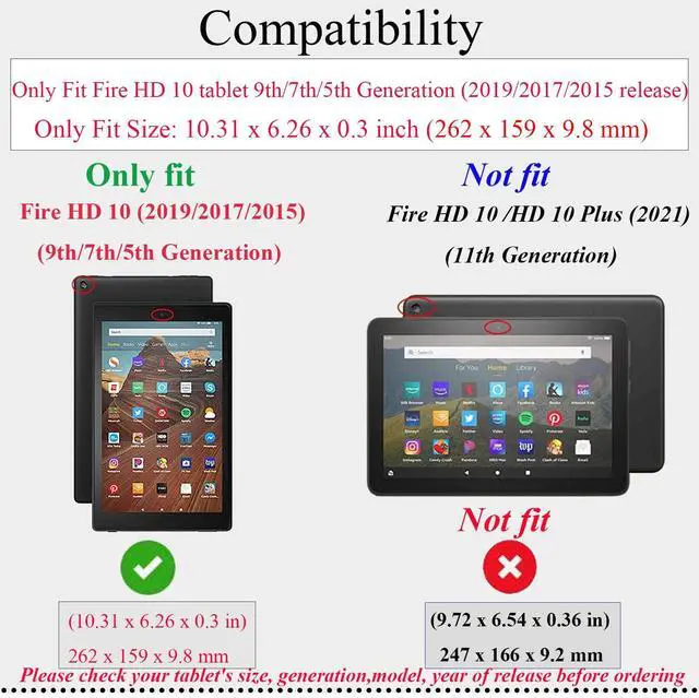 Alt view image 2 of 5 - UUcovers Fire HD 10 Case 9th/7th/5th Generation 10.1" (2019/2017/2015), Slim Folio Stand Wallet with Pencil Holder Elastic Band [Auto Sleep/Wake] Embossed PU Leather Cover, Brown Flower Butterfly