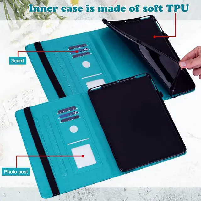 Alt view image 3 of 5 - VODEFOX for Kindle Fire HD 10 Tablet Case 13th Generation 2023 Release 10.1", PU Leather Folio Stand Deer Tree Cover with Card Slots for Fire Tablet HD10 & HD 10 Plus 2023 - Blue