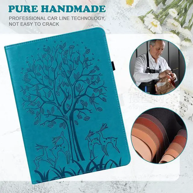 Alt view image 5 of 5 - VODEFOX for Kindle Fire HD 10 Tablet Case 13th Generation 2023 Release 10.1", PU Leather Folio Stand Deer Tree Cover with Card Slots for Fire Tablet HD10 & HD 10 Plus 2023 - Blue