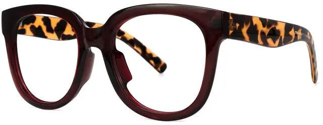 Main image of Vooglam Wine Red Square Eyeglasses Glasses for Women with Clear Lens Vernetta OP049594-02