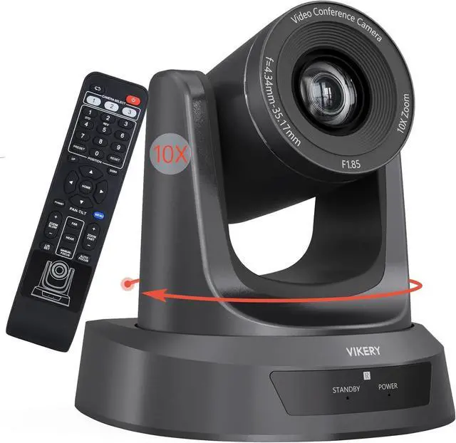 Main image of Vikery 10X PTZ Conference Webcam with 3G-SDI/HDMI/USB Output, 1080P PTZ Live Streaming Camera for Church, Education, Conference Room Camera Attached Remote Control Work with Zoom, Skype, OBS
