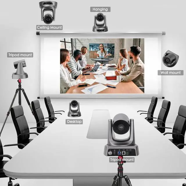 Alt view image 4 of 5 - Vikery 10X PTZ Conference Webcam with 3G-SDI/HDMI/USB Output, 1080P PTZ Live Streaming Camera for Church, Education, Conference Room Camera Attached Remote Control Work with Zoom, Skype, OBS