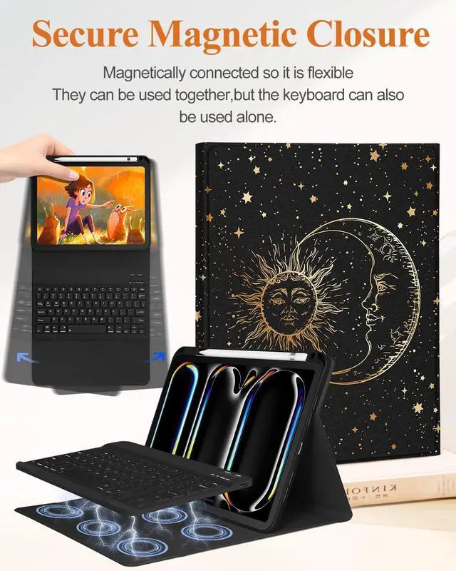 Alt view image 4 of 5 - Wazzasoft for iPad Pro 11 inch Case 2024 M4 with Keyboard - Pencil Holder Folio Tablet Cover Women Girls Cute Marble Aesthetic Unique Design for Apple Pro 11 A2925 A2926 A3007