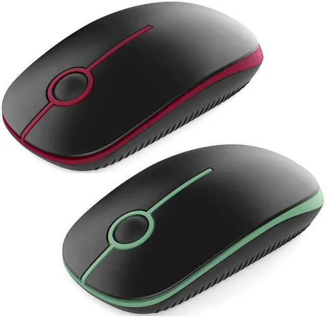 Main image of VssoPlor Wireless Mouse, 2.4G Slim Portable Computer Mice with Nano Receiver for Notebook, PC, Laptop, Computer-Black Green+Black Wine Red