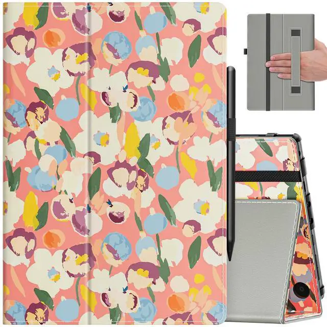 Main image of VORI Case for All-New  Kindle Fire HD 10 Tablet (13th/11th Generation 2023/2021 Release) and Fire HD 10 Plus - Slim Folding Stand Folio Cover with Auto Wake/Sleep & Hand Strap, Pink Petals