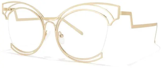 Main image of VOOGLAM Oversize Cat Eye Non Prescription Glasses with HD Clear Lens for Women in Gold Metal Frame Maggie GM0340