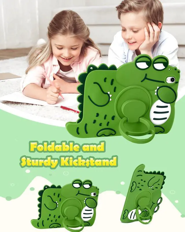 Alt view image 5 of 5 - Wazzasoft for iPad mini 7 A17 Pro 2024, for iPad mini 6 Case 8.3 Inch 2021 - Cute Girls Boys Kawaii Cover Girly Women with Rotating Stand & Strap Soft Silicone Funda for Apple iPad mini 6th Gen Cases