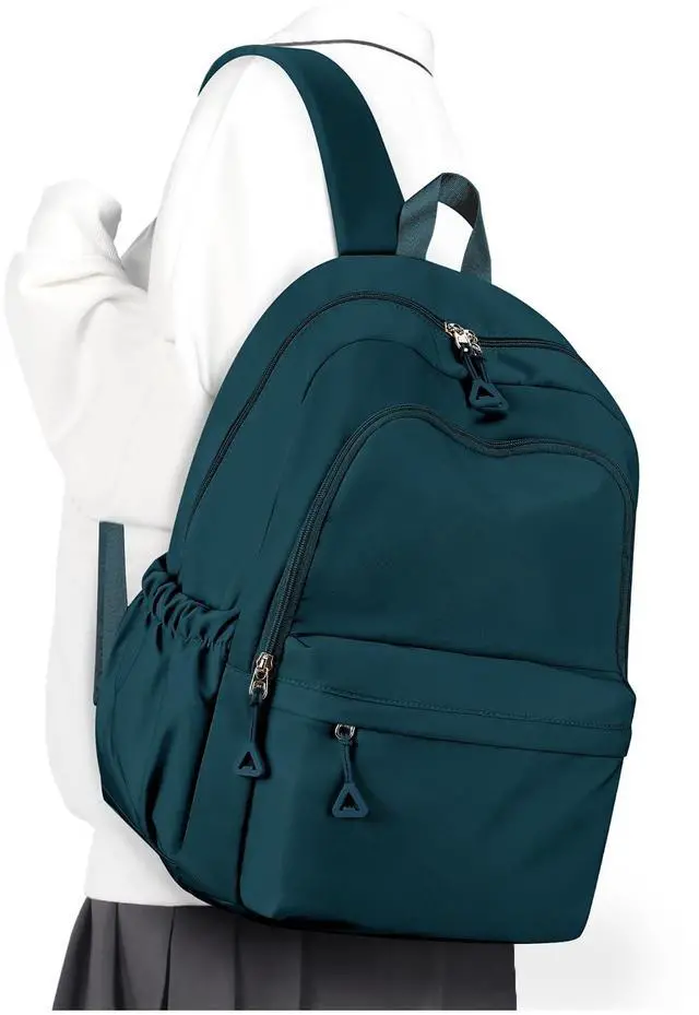 Main image of winspansy Backpack for School Teenage Girls Boys,Waterproof Lightweight School Bags Travel Daypack Simple Cute College Backpack Rucksack for Women Men fit 14 Inch Laptop,Peacock Blue