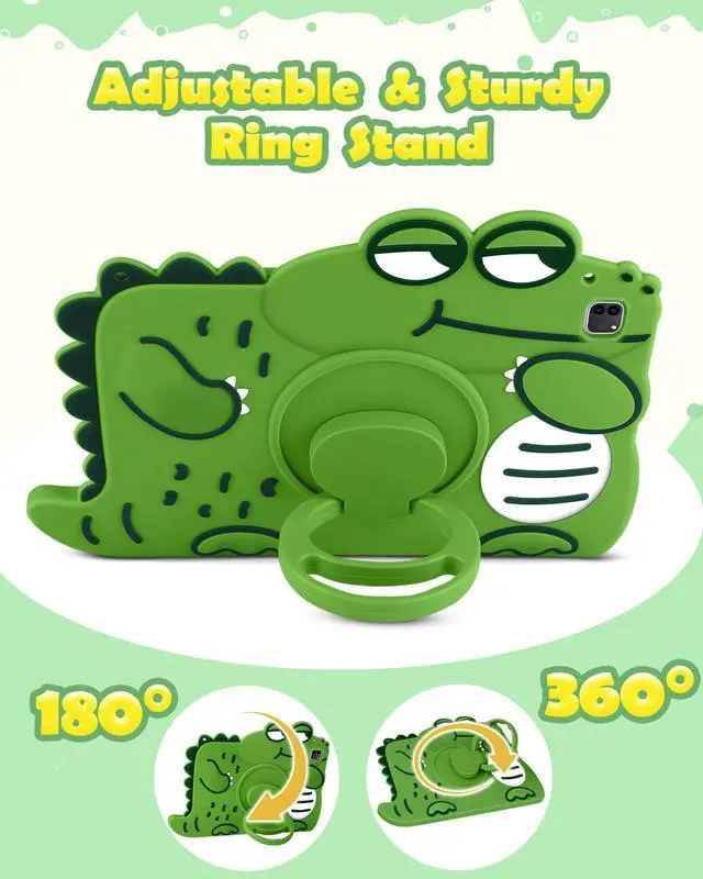 Alt view image 4 of 5 - Wazzasoft for iPad Pro 11 Inch Case 2024 - Cute Girls Boys Kawaii Cover Girly 3D Cartoon Women Kitten with Rotating Handle Stand & Strap Soft Silicone Funda for iPad Pro 11 M4 Case