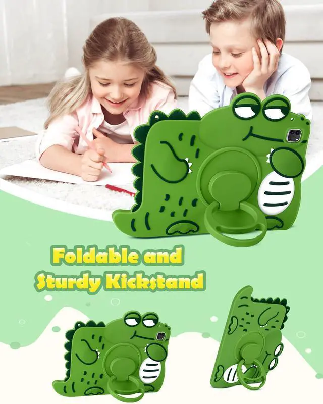 Alt view image 5 of 5 - Wazzasoft for iPad Pro 11 Inch Case 2024 - Cute Girls Boys Kawaii Cover Girly 3D Cartoon Women Kitten with Rotating Handle Stand & Strap Soft Silicone Funda for iPad Pro 11 M4 Case