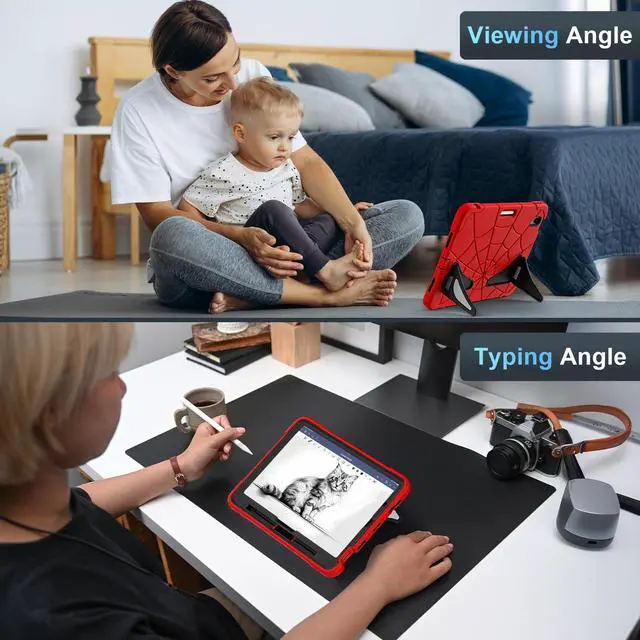 Alt view image 2 of 5 - WESOROL Case for iPad Air 11-inch M3 2025 & M2 2024, iPad Air 5th/4th Generation Case 10.9 Inch,Full-Body Drop Protection for Kids Friendly iPad Cover Air 11 Inch with Screen Protector,Red Black