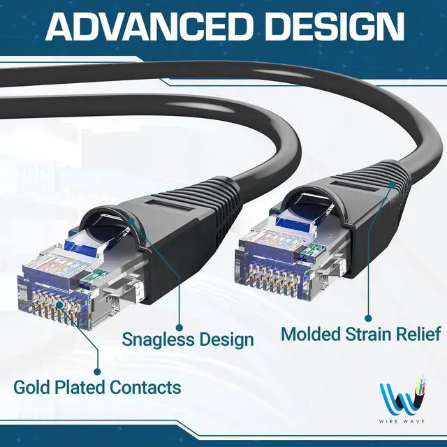 Alt view image 5 of 5 - WIRE WAVE Cat6 Ethernet Cable (10-Pack - 5 Feet - Black) - High Speed 24AWG Bump Boot, Cat6 RJ45 Internet LAN Patch, Network Cable. Computer Cord, Gaming