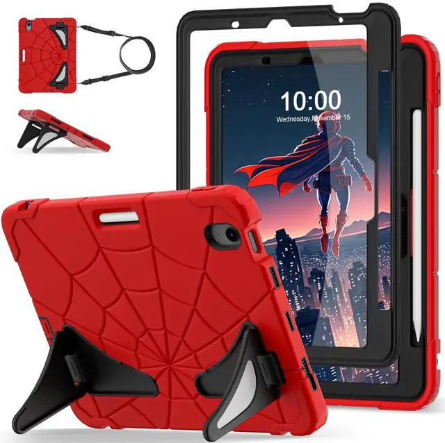 Main image of WESOROL Case for iPad Air 11-inch M3 2025 & M2 2024, iPad Air 5th/4th Generation Case 10.9 Inch,Full-Body Drop Protection for Kids Friendly iPad Cover Air 11 Inch with Screen Protector,Red Black