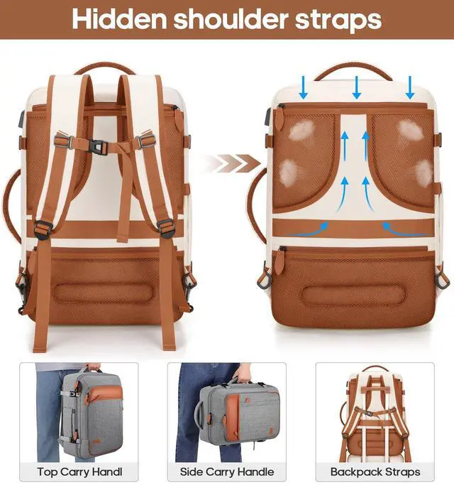 Alt view image 4 of 5 - Winilla Travel Backpack, 42L Laptop Backpack, Carry-on Approved Bag for Men & Women, Waterproof Luggage with Packing Cubes, Shoe Pocket, Personal Item Size for Flights