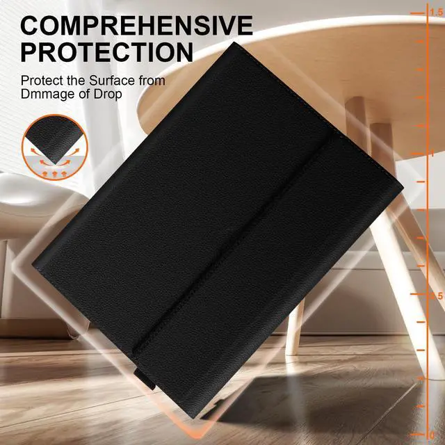 Alt view image 3 of 5 - XFYKJIN for Pro 9/10/11 Case 13 inch 2022/2024 Leather Cover Protective Shell Compatible with Type Cover Keyboard and Pencil Holder,Black