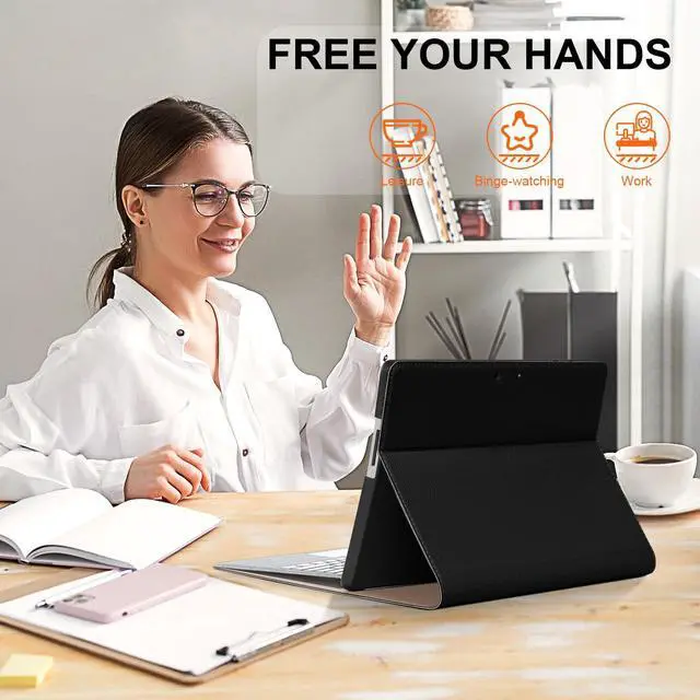 Alt view image 4 of 5 - XFYKJIN for Pro 9/10/11 Case 13 inch 2022/2024 Leather Cover Protective Shell Compatible with Type Cover Keyboard and Pencil Holder,Black