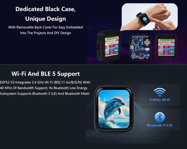 Alt view image 5 of 5 - ESP32-S3 1.8inch AMOLED Touch Screen Development Board, 368x448 Pixels, Dual-Core Processor, Onboard Audio Codec, Support Offline Speech Recognition and AI Speech Interaction, for Smart Devices