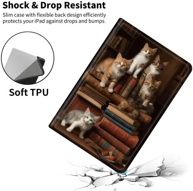 Alt view image 2 of 5 - Case for All-New  Fire HD 10 Tablet (13th Generation, 2023 Release),Slim PU Leather Smart Cases Covers with Auto Wake/Sleep for  Kindle Fire 10.1 inch Tablet,Bookshelf Cat