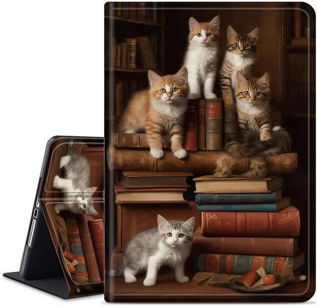 Main image of Case for All-New  Fire HD 10 Tablet (13th Generation, 2023 Release),Slim PU Leather Smart Cases Covers with Auto Wake/Sleep for  Kindle Fire 10.1 inch Tablet,Bookshelf Cat