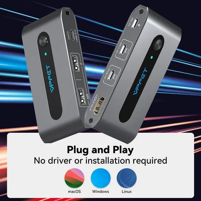 Alt view image 4 of 4 - XPTSFDU USB C KVM Switch 1 Monitor 2 Computers 4K60Hz HDMI KVM Switcher for 2 USB C Port Laptops Sharing One HDMI Display and Three USB Devices