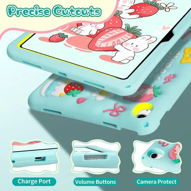 Alt view image 2 of 5 - for iPad 10th Generation Case 10.9 inch 2022 for iPad A16 11th Generation Case 2025 with Screen Protector Shoulder Strap 3D Cartoon Cases with 360 Degree Rotating Stand Shockproof Protective Cover