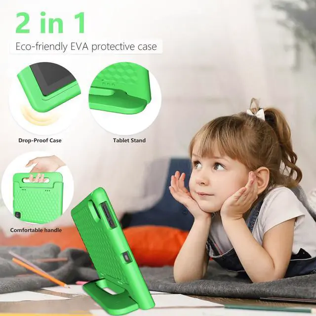 Alt view image 4 of 5 - Tablet for Kids Age 3-12 10.1 inch Android 14 6000mAh 8GB RAM+64GB ROM Expandable to 1TB Kids Tablets WiFi6 Google Kids Space Parental Control 1280 * 800 HD Screen - Green