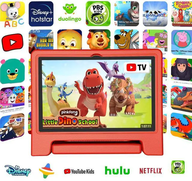 Alt view image 5 of 5 - Tablet for Kids Age 3-12 10.1 inch Android 14 6000mAh 8GB RAM+64GB ROM(Expandable to 1TB Kids Tablet WiFi6 Google Kids Space Parental Control 1280 * 800 HD Screen - Black