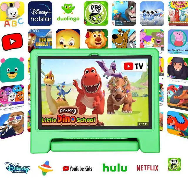 Alt view image 5 of 5 - Tablet for Kids Age 3-12 10.1 inch Android 14 6000mAh 8GB RAM+64GB ROM Expandable to 1TB Kids Tablets WiFi6 Google Kids Space Parental Control 1280 * 800 HD Screen - Green