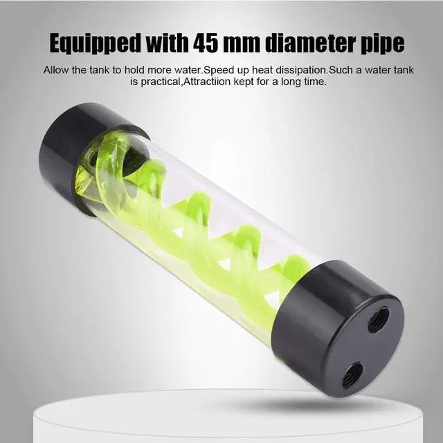 Alt view image 3 of 5 - Yoidesu Water Cooling Reservoir G1/4 Threaded T Virus Cylindrical Cooler for Computer Water Cooling System, 200mm,Red/Green/Blue (Green)