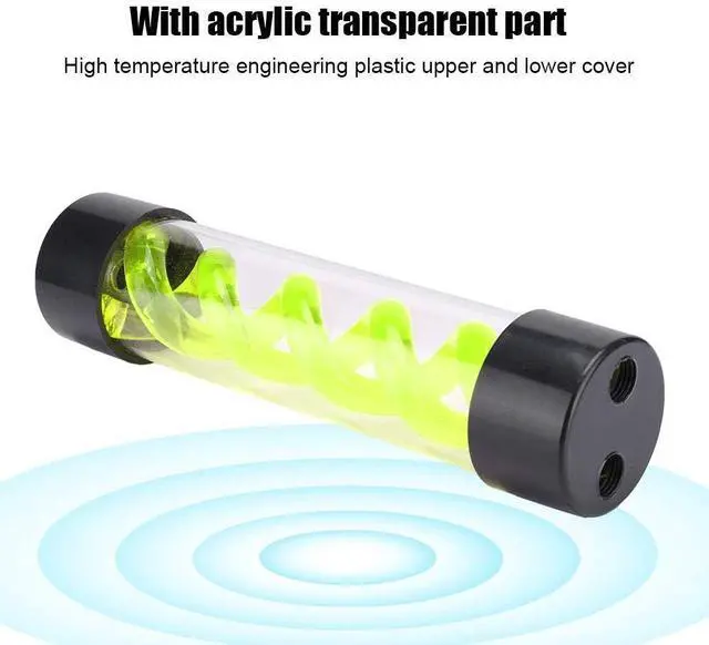 Alt view image 4 of 5 - Yoidesu Water Cooling Reservoir G1/4 Threaded T Virus Cylindrical Cooler for Computer Water Cooling System, 200mm,Red/Green/Blue (Green)