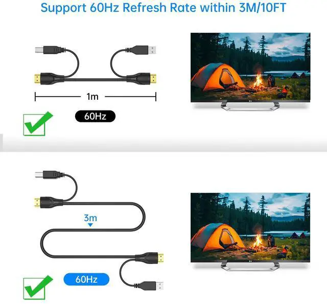 Alt view image 5 of 5 - Yinker 4K 60Hz KVM Switch HDMI 4 Port, USB HDMI KVM Switch 4 Computer 2 Monitor Keyboard Mouse + KVM Cables + 4 USB 2.0