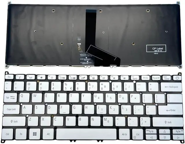 Main image of YIJIATech Laptop Keyboard Compatible for Swift 5 SF514-52 SF514-52T SF514-54G SF514-54T SF515-51T with Backlit US Layout Power Button (Silvery)