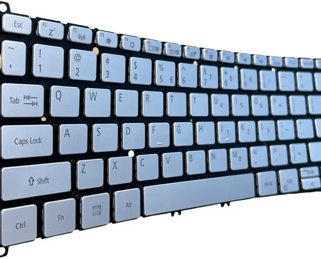 Alt view image 3 of 5 - YIJIATech Laptop Keyboard Compatible for Swift 5 SF514-52 SF514-52T SF514-54G SF514-54T SF515-51T with Backlit US Layout Power Button (Silvery)